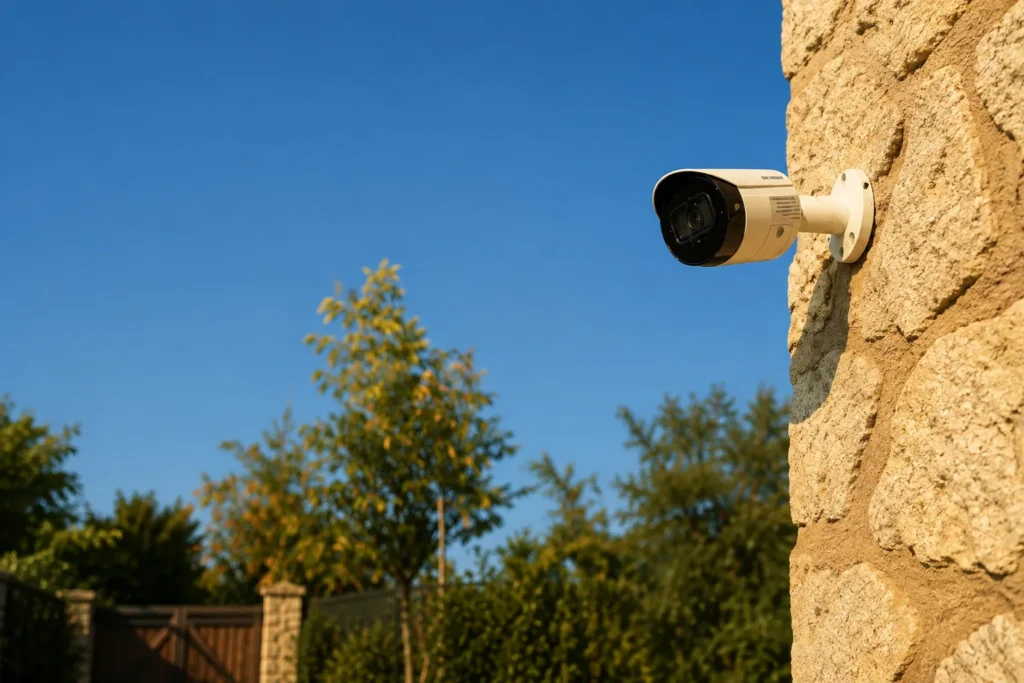 Una cámara en puntos ciegos de portal exterior